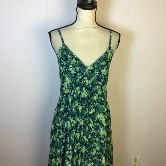 Chelsea 28 Pleated Midi Sundress Size XS Woman's Green Teal Becca Floral V-neck - Picture 11 of 16